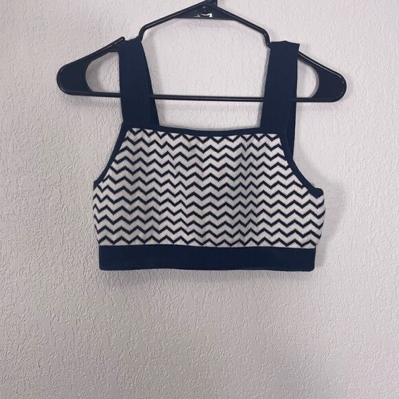 2 pc Set Seafolly Blue & White Zig Zag Patterned Tank & Shorts Set - Picture 2 of 10